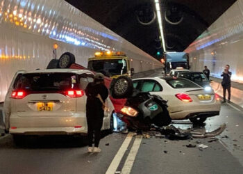 Driver flees following three-vehicle collision