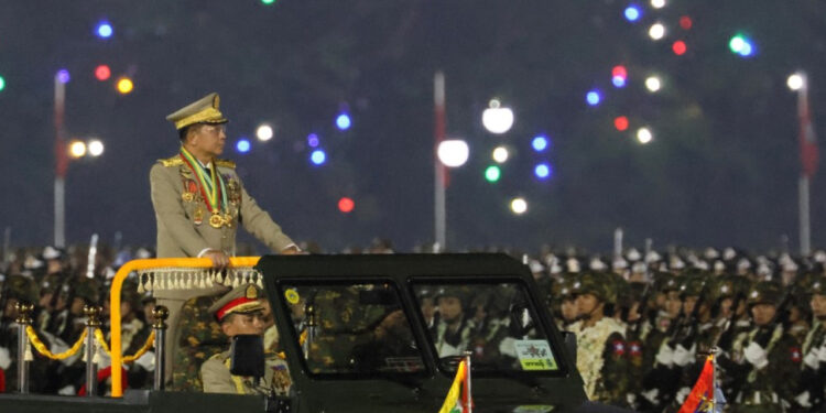 Myanmar junta chief courts region in rare Thai trip