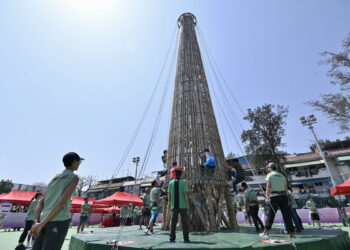 Bun tower ready for climbing carnival