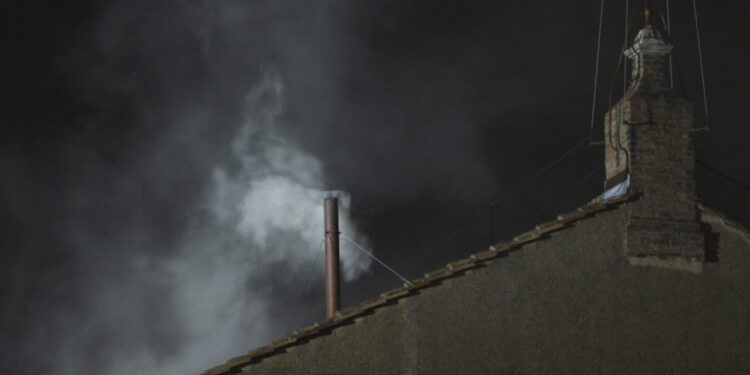 Chimney installed as search begins for new pope