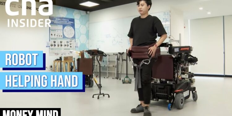 Eldercare robot helps people sit and stand, and catches them if they fall