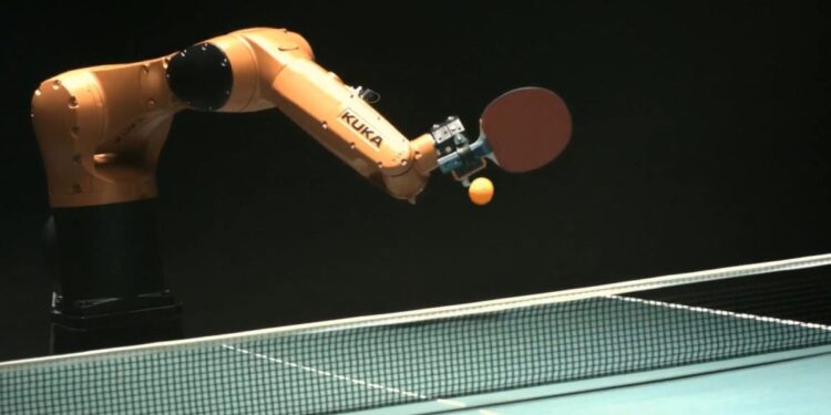 Ping pong bot returns shots with high-speed precision