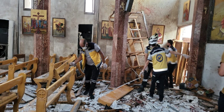 Twenty killed in suicide bombing at Damascus church