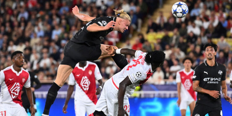 Haaland sees double in Man City draw with Monaco