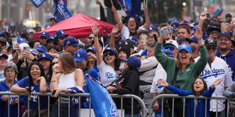 Huge crowds salute LA Dodgers in championship parade