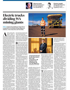 XCMG’s Electric Mining Push Featured in The Australian Financial Review